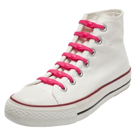 14x Veters strikken hulp roze elastische/elastieken schoenveters voor kinderen/dames/heren