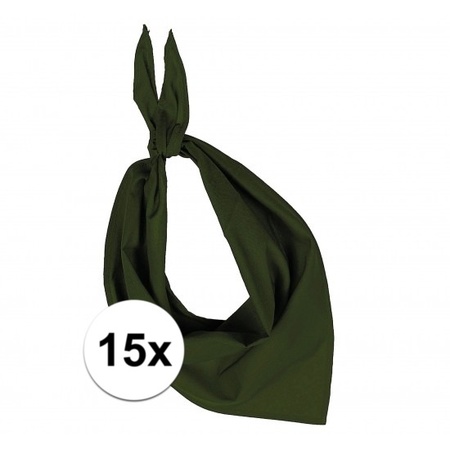15x Bandana zakdoeken olijf groen