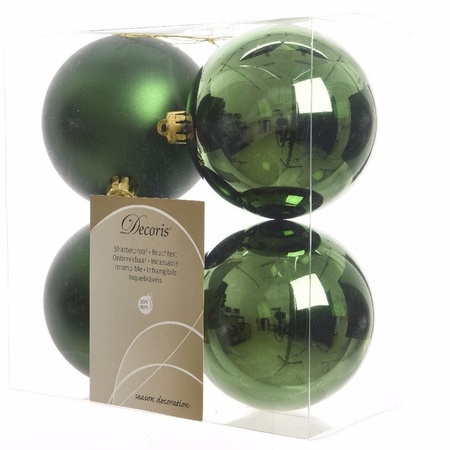 16x Donkergroene kerstballen 10 cm glanzende/matte kunststof/plastic kerstversiering