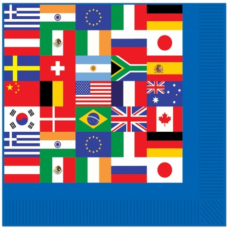 Papieren servetten met wereld vlaggen