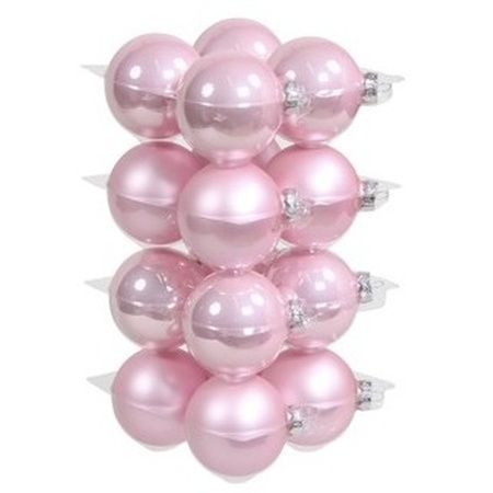 52x pcs pink glass christmas baubles 6 and 8