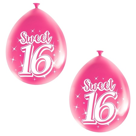 Sweet 16 verjaardag thema ballonnen 16 stuks