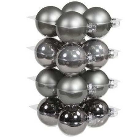Christmas tree baubles glass set 88-pcs titanium grey