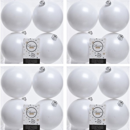 16x Winter witte kerstballen 10 cm matte kunststof/plastic kerstversiering