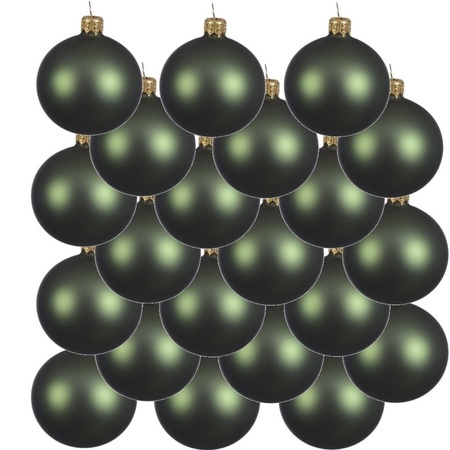 18x Donkergroene kerstballen 8 cm matte glas kerstversiering