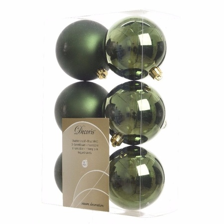 18x Donkergroene kerstballen 8 cm  glanzende/matte kunststof/plastic kerstversiering