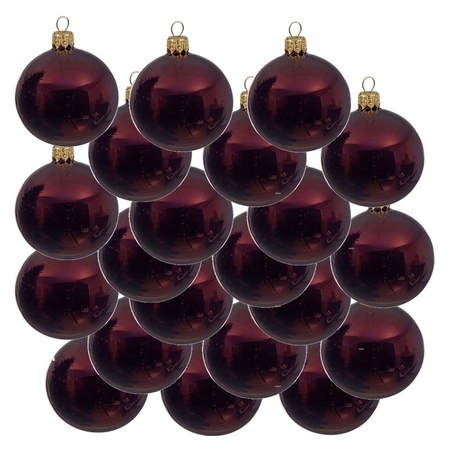 18x Donkerrode kerstballen 6 cm glanzende glas kerstversiering