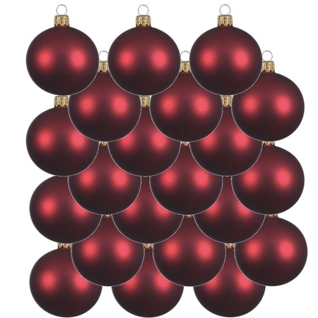 18x Donkerrode kerstballen 6 cm matte glas kerstversiering