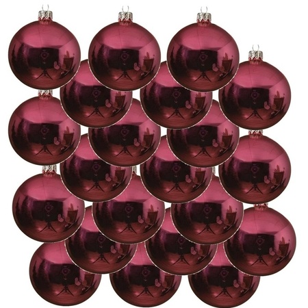 18x Fuchsia roze kerstballen 6 cm glanzende glas kerstversiering