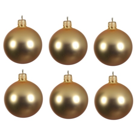 18x Gouden kerstballen 6 cm matte glas kerstversiering