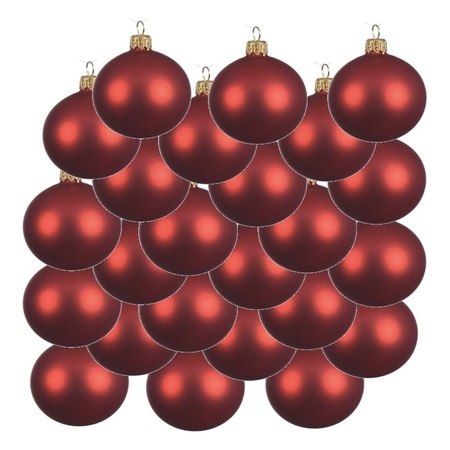 18x Kerst rode kerstballen 6 cm matte glas kerstversiering