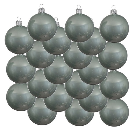 18x Mintgroene kerstballen 6 cm glanzende glas kerstversiering