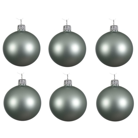 18x Mintgroene kerstballen 8 cm matte glas kerstversiering