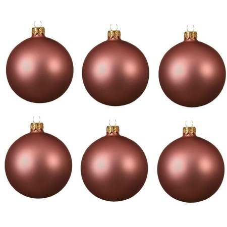 18x Oud roze kerstballen 6 cm matte glas kerstversiering
