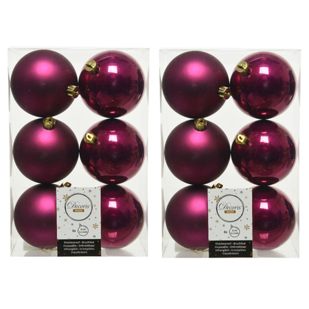 18x stuks kunststof kerstballen framboos roze (magnolia) 8 cm glans/mat