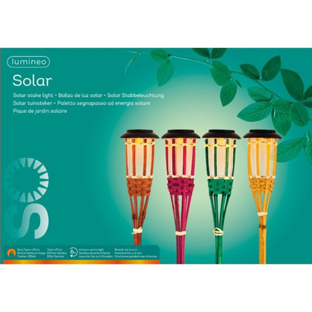 1x Green outdoor/garden LED torch Bodi solar light 54 cm flame effect