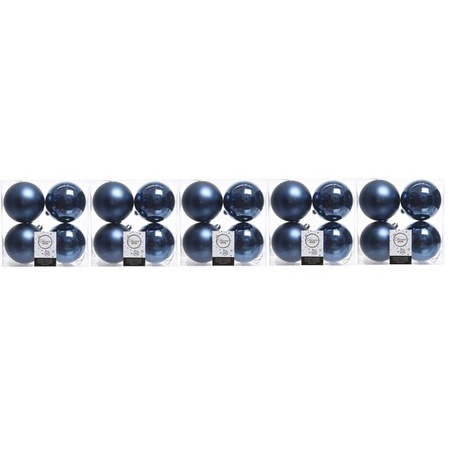 20x Donkerblauwe kerstballen 10 cm glanzende/matte kunststof/plastic kerstversiering