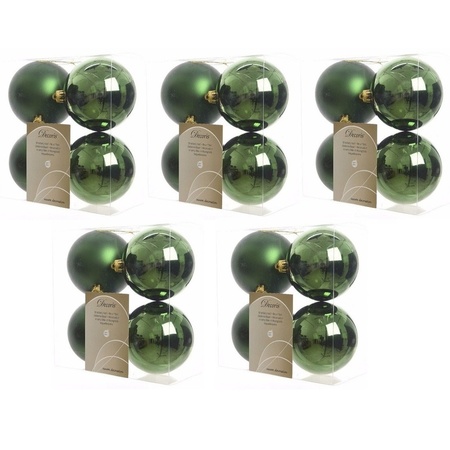 20x Donkergroene kerstballen 10 cm glanzende/matte kunststof/plastic kerstversiering