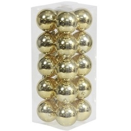 20x Gouden kerstballen 8 cm glanzende kunststof/plastic kerstversiering