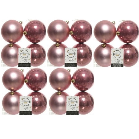 20x Old/dusty pink Christmas baubles 10 cm plastic matte/shiny
