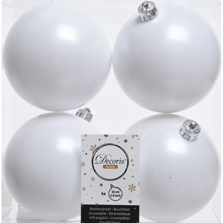 20x Winter witte kerstballen 10 cm matte kunststof/plastic kerstversiering