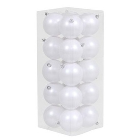 20x Witte kerstballen 8 cm matte kunststof/plastic kerstversiering