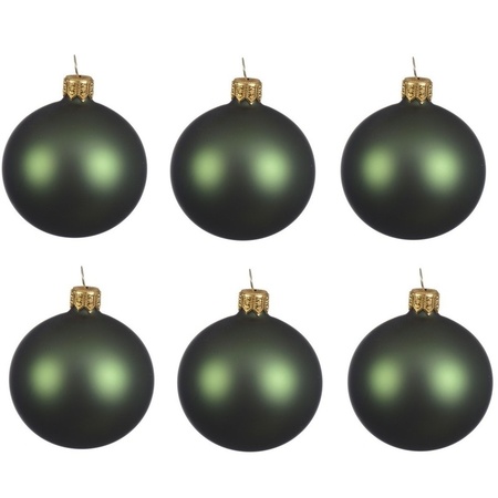 24x Donkergroene kerstballen 6 cm matte glas kerstversiering