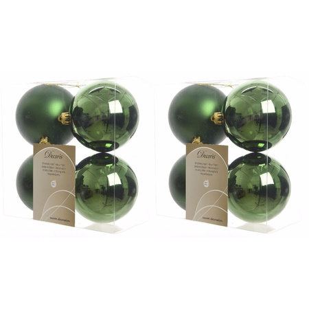 24x Donkergroene kerstballen 10 cm glanzende/matte kunststof/plastic kerstversiering