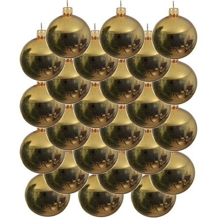 24x Gouden kerstballen 6 cm glanzende glas kerstversiering
