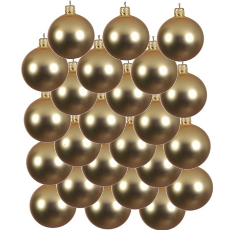 24x Gouden kerstballen 6 cm matte glas kerstversiering