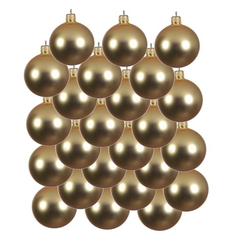 24x Gouden kerstballen 8 cm matte glas kerstversiering