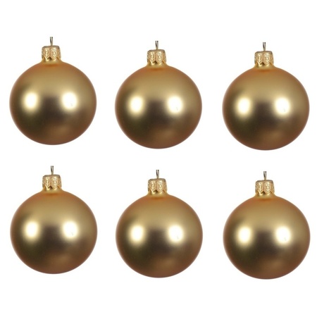 24x Gouden kerstballen 8 cm matte glas kerstversiering