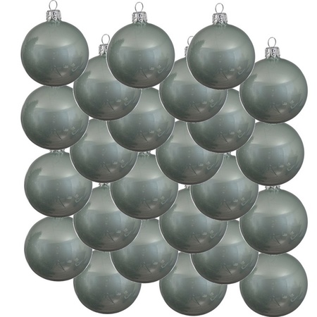 24x Mintgroene kerstballen 6 cm glanzende glas kerstversiering