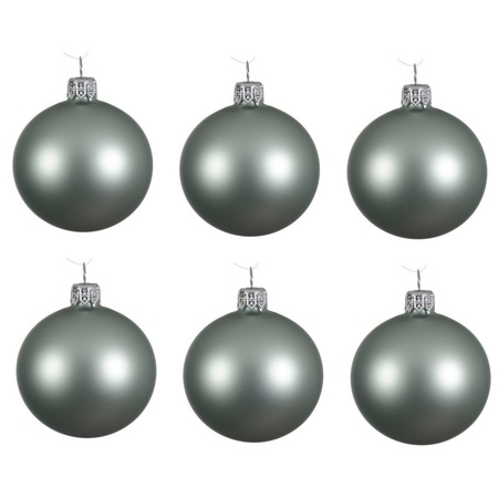 24x Mintgroene kerstballen 6 cm matte glas kerstversiering