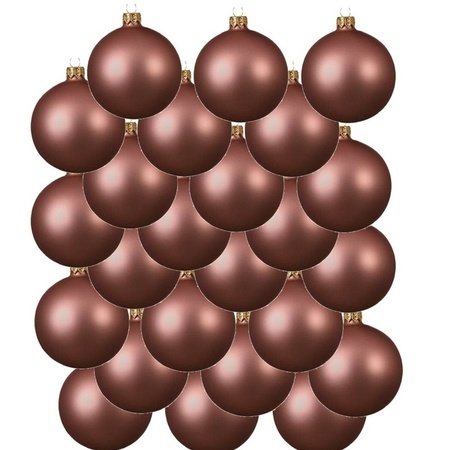 24x Oud roze kerstballen 8 cm matte glas kerstversiering