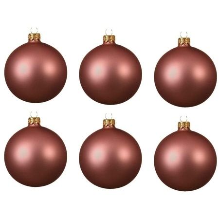 24x Oud roze kerstballen 8 cm matte glas kerstversiering