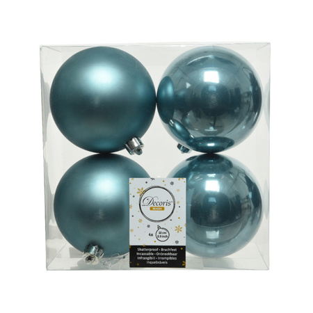 24x Plastic christmas baubles blue dawn 10 cm mix