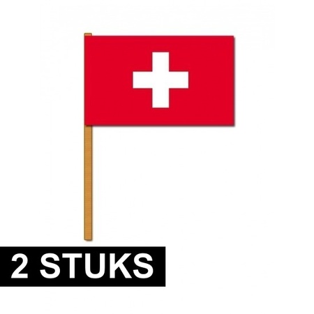 2x Zwitserse zwaaivlaggen