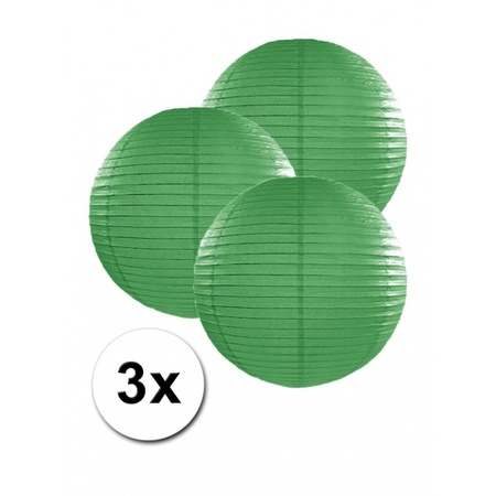 3 dark green paper lanterns 25 cm