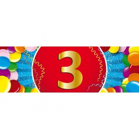 16 party ballonnen 3 jaar opdruk + sticker