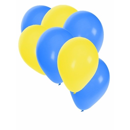 30 stuks ballonnen geel blauw