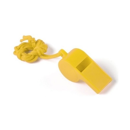 30x Feestartikelen plastic geel fluitje