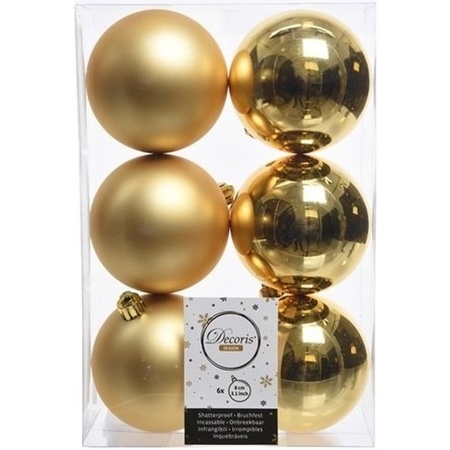 30x Gouden kerstballen 8 cm glanzende/matte kunststof/plastic kerstversiering