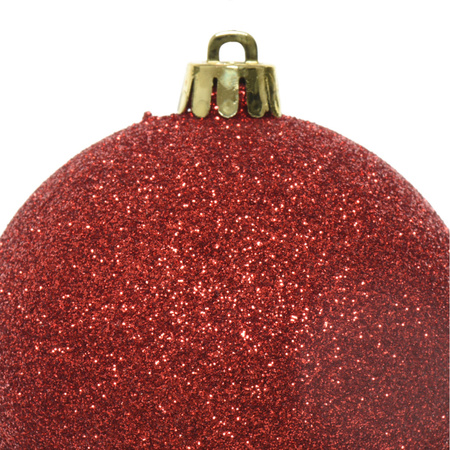 30x Kerst rode kerstballen 6 cm glanzende/matte/glitter kunststof/plastic kerstversiering