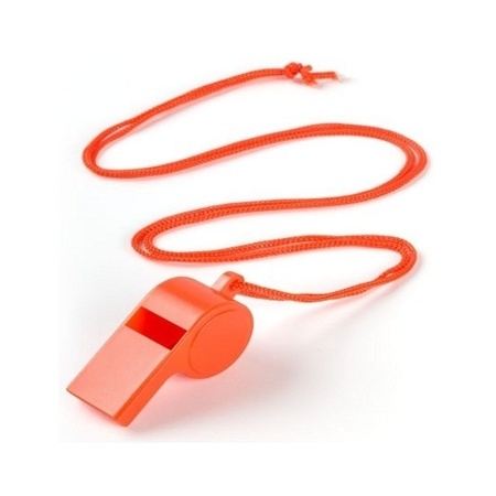 30x Oranje feestartikelen plastic fluitje