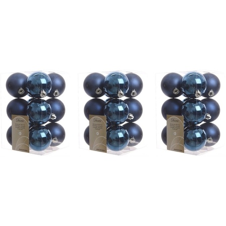 36x Donkerblauwe kerstballen 6 cm glanzende/matte kunststof/plastic kerstversiering