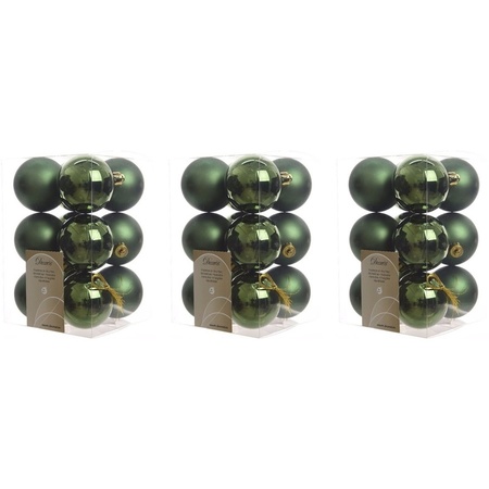 36x Donkergroene kerstballen 6 cm glanzende/matte kunststof/plastic kerstversiering