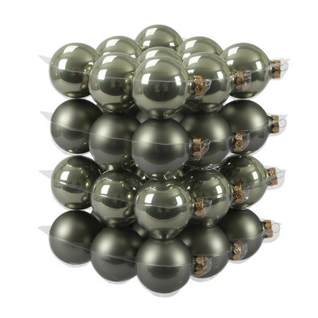 36x Graniet groene kerstballen mat/glans 6 cm glas kerstversiering