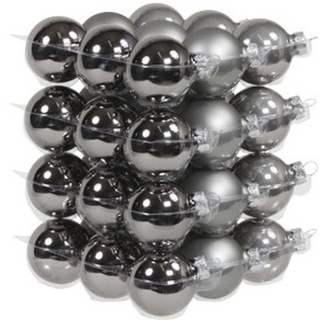 Kerstboomversiering Kerstballen set titanium grijs 88 stuks