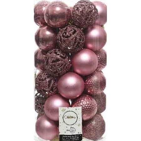 natuurlijk Draaien Wijzer 37x Oud roze kerstballen 6 cm kunststof mix - Partyshopper Kerstballen  winkel